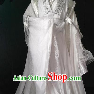 Chinese Traditional Cosplay Nobility Childe White Embroidered Costumes Ancient Swordsman Clothing for Men