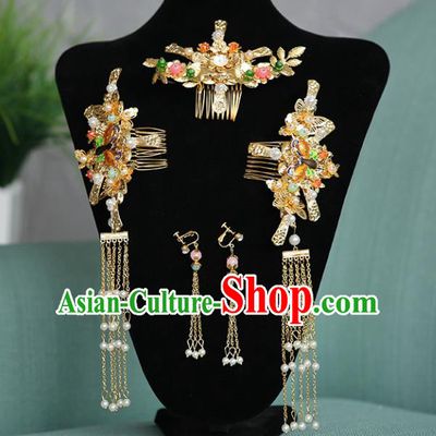 Chinese Traditional Wedding Hair Clips Hair Accessories Ancient Bride Hairpins for Women