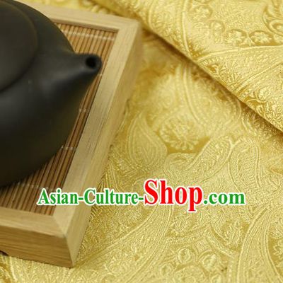 Asian Chinese Traditional Fabric Material Yellow Brocade Classical Pattern Design Satin Drapery
