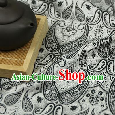 Asian Chinese Traditional Fabric Material Black Brocade Classical Pattern Design Satin Drapery