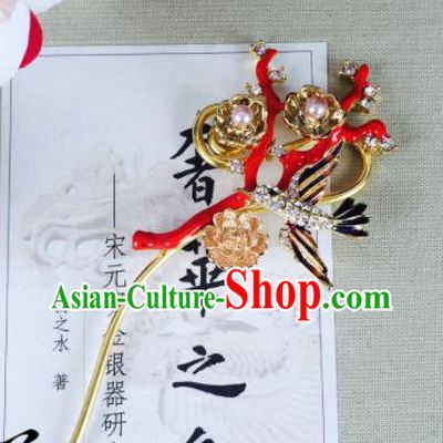 Chinese Classical Pearls Hairpins Traditional Ancient Hair Clip for Women