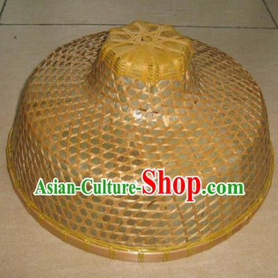 Chinese Traditional Straw Hat Handmade Craft Asian Fishing Bamboo Hat