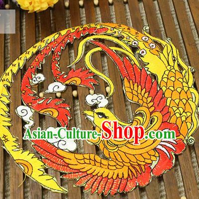 Chinese Traditional Tang Suit Fabric Accessories Ancient Embroidered Yellow Phoenix Cloth Patch