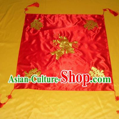 Chinese Traditional Wedding Headdress Ancient Bride Embroidered Red Veil Curtain for Women