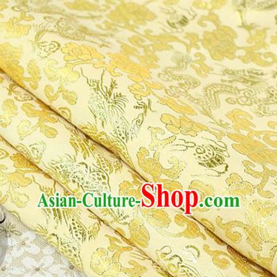 Chinese Traditional Golden Brocade Tang Suit Silk Fabric Material Classical Dragons Pattern Design Satin Drapery