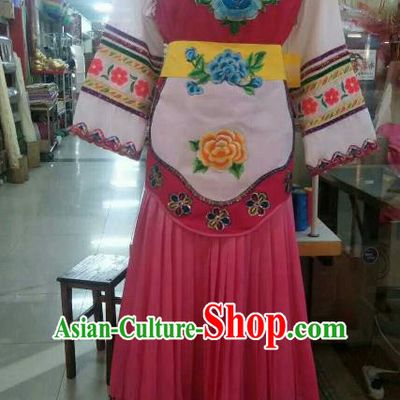 Chinese Traditional Ethnic Costumes Bai Minority Folk Dance Dress for Women