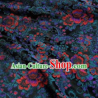 Chinese Traditional Black Brocade Cheongsam Silk Fabric Material Classical Pattern Design Satin Drapery