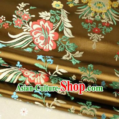 Asian Chinese Traditional Fabric Material Qipao Golden Brocade Classical Begonia Pattern Design Satin Drapery