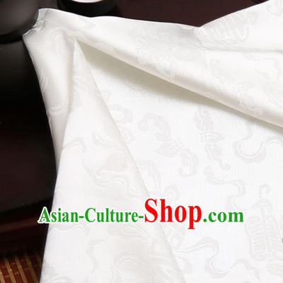 Chinese Traditional Brocade Cheongsam White Silk Fabric Material Classical Pattern Design Satin Drapery