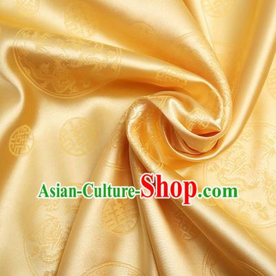 Chinese Traditional Brocade Cheongsam Golden Silk Fabric Material Classical Pattern Design Satin Drapery