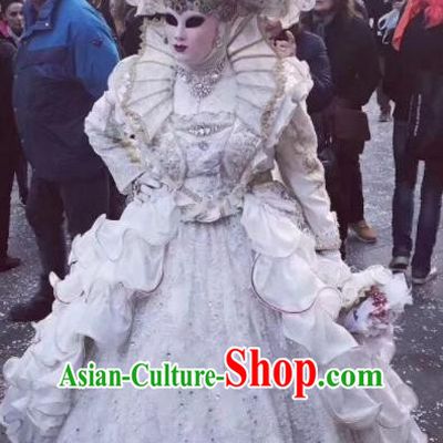 Top Grade Modern Dance White Dress Cosplay Court Queen Costume for Women