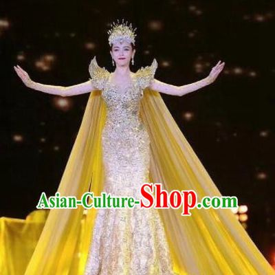 Top Grade Modern Dance Golden Dress Cosplay Goddess Costume for Women