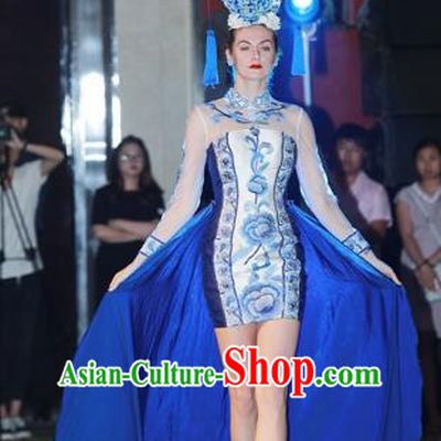 Chinese Style Modern Dance Qipao Dress Stage Performance Costume for Women