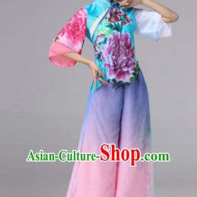 Chinese Classical Folk Dance Clothing Stage Performance Fan Dance Costumes for Women