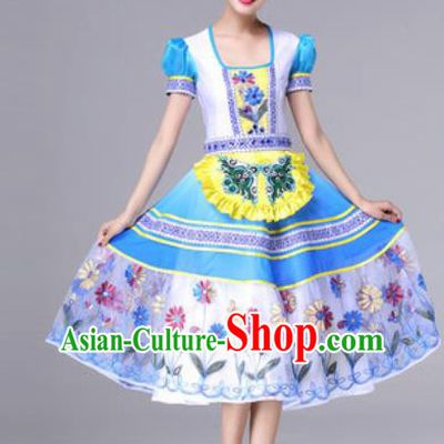 Traditional Russia Folk Dance Yellow Dress Stage Performance Costumes for Women