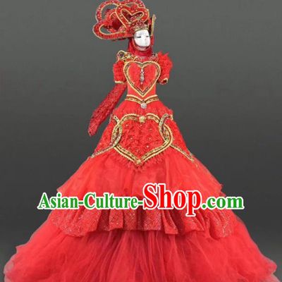 Top Grade Modern Dance Red Dress Ballroom Court Costume for Women