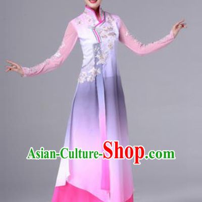 Traditional Chinese Classical Dance Pink Dress Stage Performance Folk Dance Costume for Women