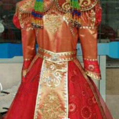 Chinese Traditional Mongol Nationality Red Costumes Mongolian Folk Dance Ethnic Dress for Kids