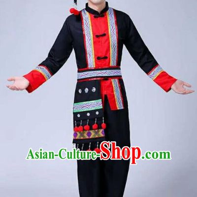 Chinese Traditional Folk Dance Costumes Gaoshan Nationality Dance Clothing for Men