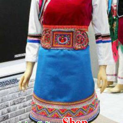Chinese Traditional Bai Nationality Wedding Costumes Folk Dance Ethnic Dress for Women