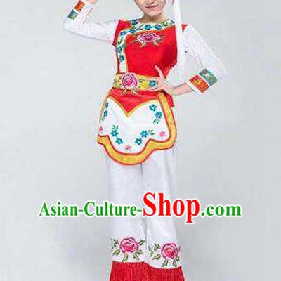 Chinese Traditional Bai Nationality Costumes Folk Dance Ethnic Dress for Women