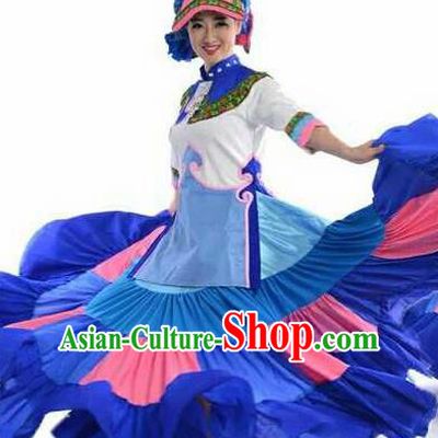 Chinese Traditional Yi Nationality Costumes Torch Festival Folk Dance Ethnic Dress for Women