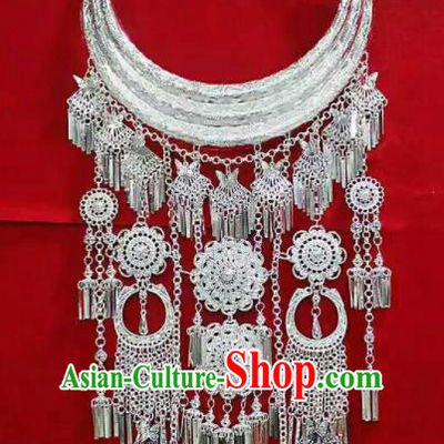 Chinese Traditional Miao Nationality Jewelry Accessories Ethnic Wedding Sliver Necklace for Women