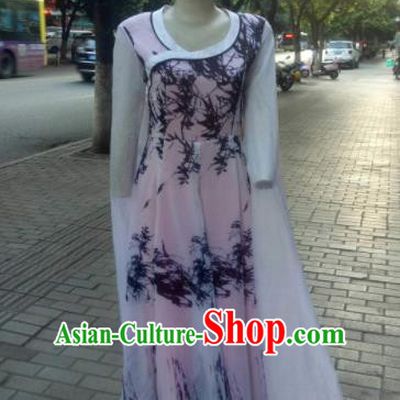 Chinese Traditional Classical Dance Costume Fan Dance Pink Dress for Women