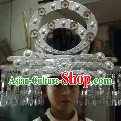 Traditional Chinese Miao Nationality Phoenix Coronet Hmong Ethnic Folk Dance Hair Accessories for Women