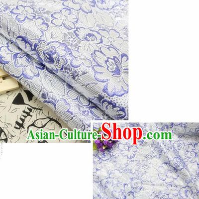 Chinese Traditional Lilac Brocade Classical Peony Flowers Pattern Design Silk Fabric Material Satin Drapery