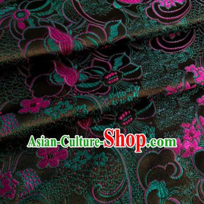 Chinese Traditional Tang Suit Black Brocade Classical Pattern Design Silk Fabric Material Satin Drapery