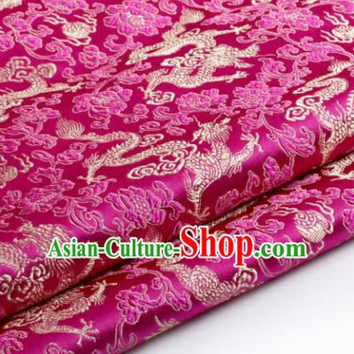Chinese Traditional Tang Suit Rosy Brocade Classical Pattern Dragons Design Silk Fabric Material Satin Drapery
