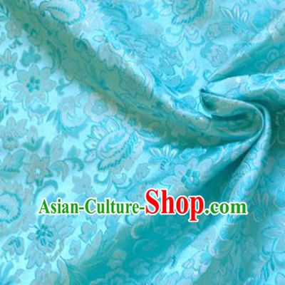 Chinese Traditional Tang Suit Light Blue Brocade Classical Pattern Dragons Design Silk Fabric Material Satin Drapery