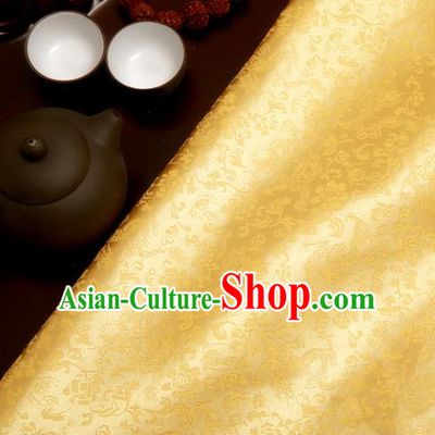 Chinese Traditional Yellow Brocade Classical Pattern Design Tang Suit Silk Fabric Material Satin Drapery