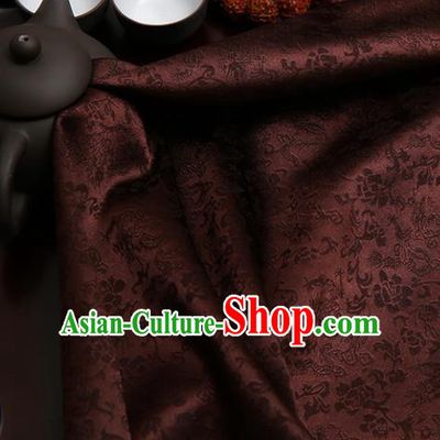 Chinese Traditional Brown Brocade Classical Pattern Design Tang Suit Silk Fabric Material Satin Drapery