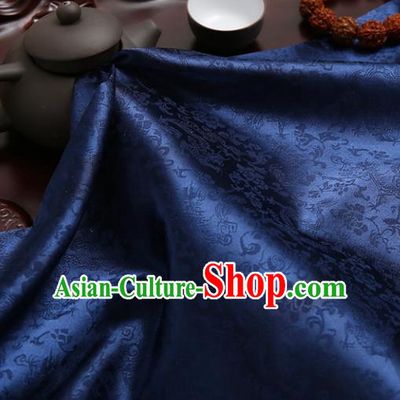Chinese Traditional Navy Brocade Classical Pattern Design Tang Suit Silk Fabric Material Satin Drapery