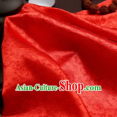 Chinese Traditional Red Brocade Classical Pattern Design Tang Suit Silk Fabric Material Satin Drapery