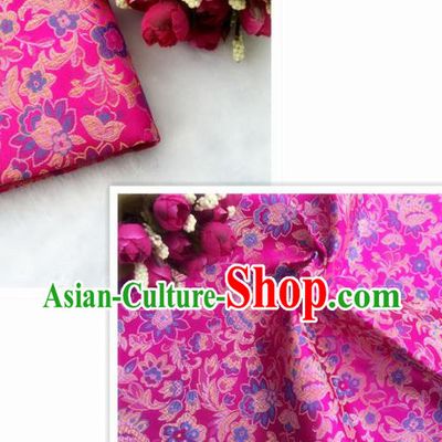Chinese Traditional Rosy Brocade Classical Flowers Pattern Design Silk Fabric Material Satin Drapery
