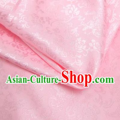 Chinese Traditional Pink Brocade Classical Pattern Design Silk Fabric Material Satin Drapery