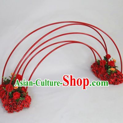 Chinese Traditional Wedding Rainbow Bridge Films Props Iron Red Decoration