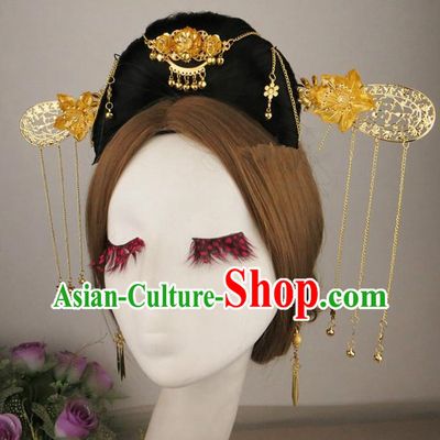 Chinese Traditional Wedding Hair Accessories Ancient Golden Hairpins for Women