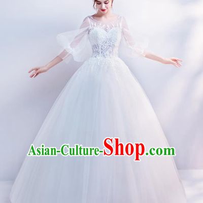 Top Grade Handmade Wedding Costumes Wedding Gown Bride White Veil Full Dress for Women
