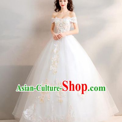 Top Grade Handmade Wedding Costumes Princess Wedding Gown Bride White Veil Full Dress for Women