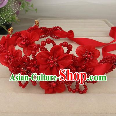 Chinese Traditional Xiuhe Suit Hair Accessories Wedding Red Beads Hair Clasp for Women