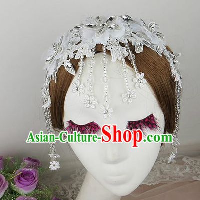 Top Grade Baroque Hair Accessories Wedding White Lace Hair Clasp for Women