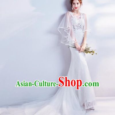 Top Grade Handmade Fancy Wedding Dress Princess White Lace Wedding Gown for Women