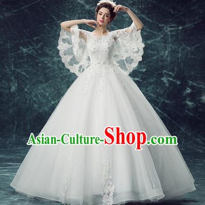 Top Grade Handmade Fancy Wedding Dress Princess White Wedding Gown for Women