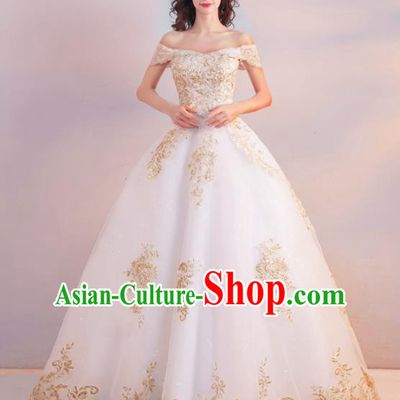 Handmade Top Grade Princess Embroidered Wedding Dress Fancy Wedding Gown for Women