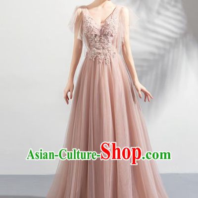 Top Grade Compere Embroidered Costume Handmade Catwalks Bride Formal Dress for Women