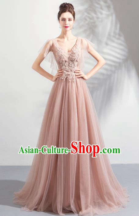 Top Grade Handmade Compere Costume Catwalks Veil Formal Dress for Women